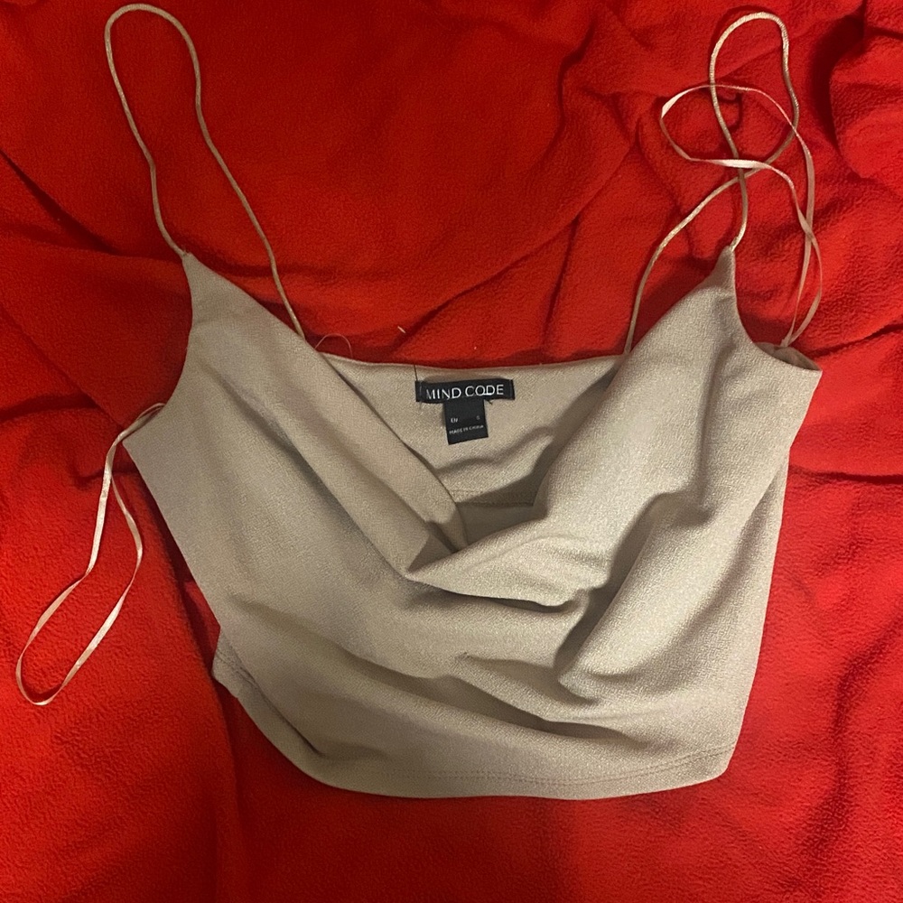 Mind Code Women's Beige Cowl Neck Camisole